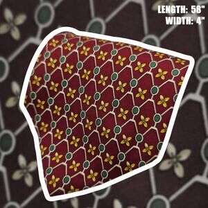 Paolo Gucci Men Tie Burgundy Red Gold Geometric Medallion Silk Vintage Italy 58"